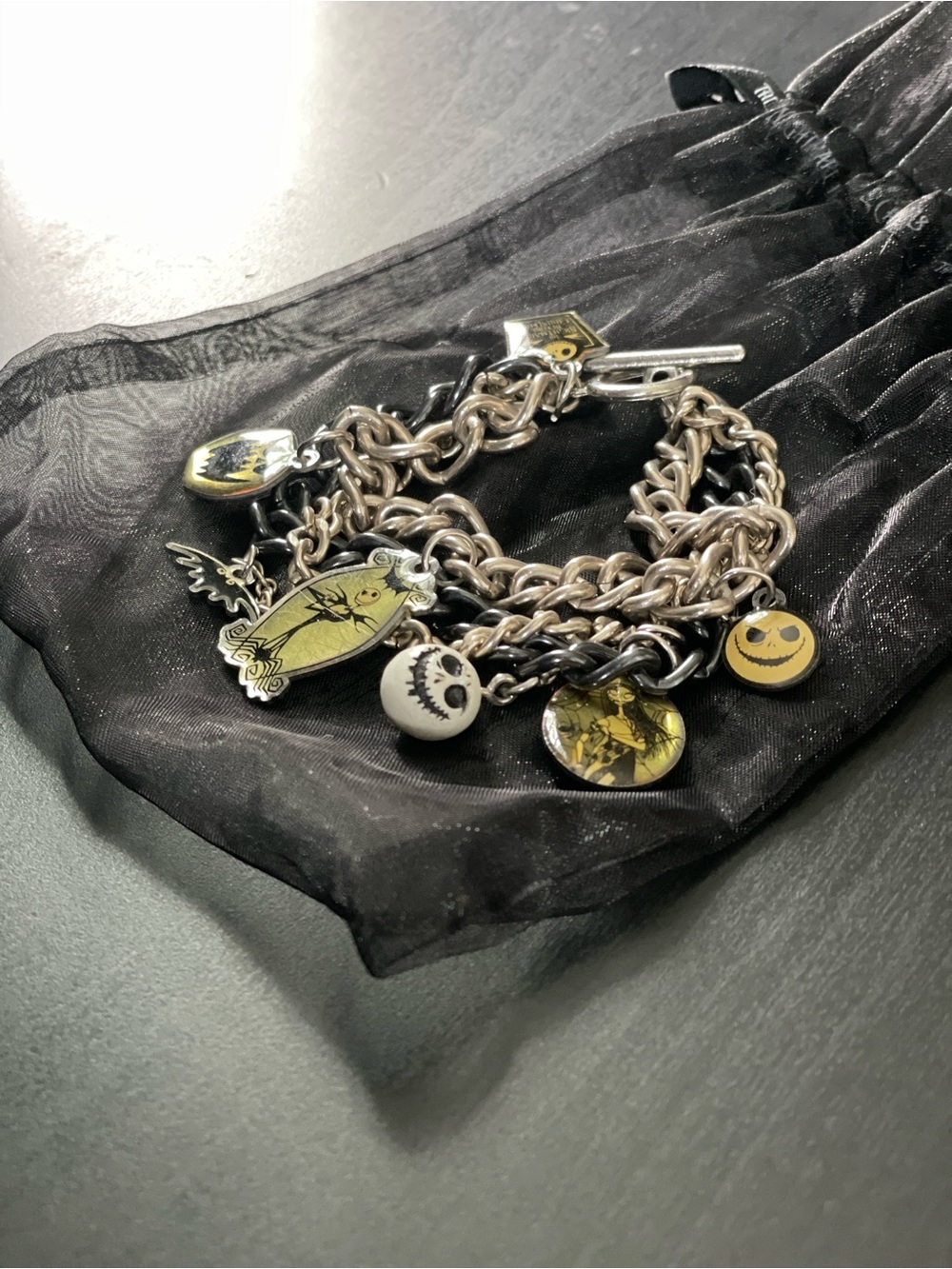 The Nightmare Before Christmas Charm Bracelet - Gold, Silver & Black